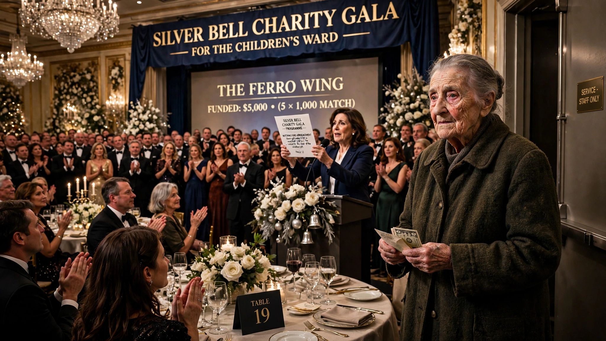 The widow everyone laughed at for her five-dollar envelope left the gala with the whole room standing